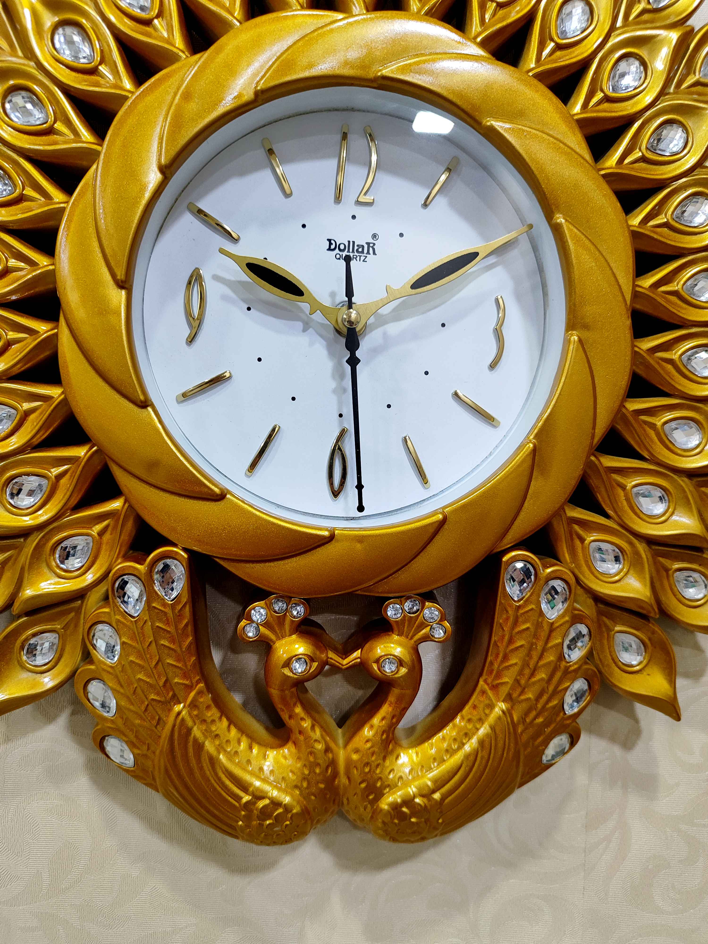 Peacock Wall Clock – Luxury Decorative 3D Designer Clock in Golden &amp; Brown