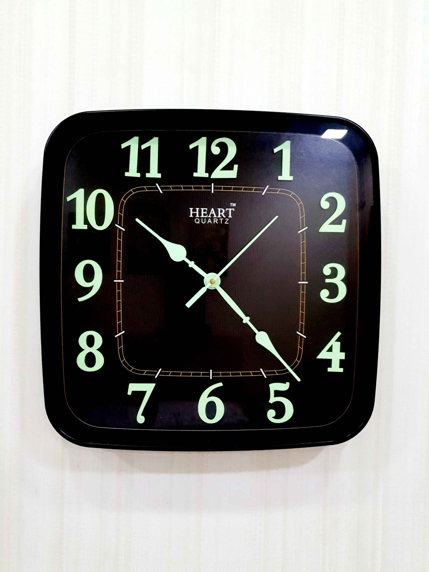 FunkyTradition Classic Design Black Radium Square Wall Clock, Wall Watch, Wall Decor for Home Office Decor and Gifts 31 CM Tall