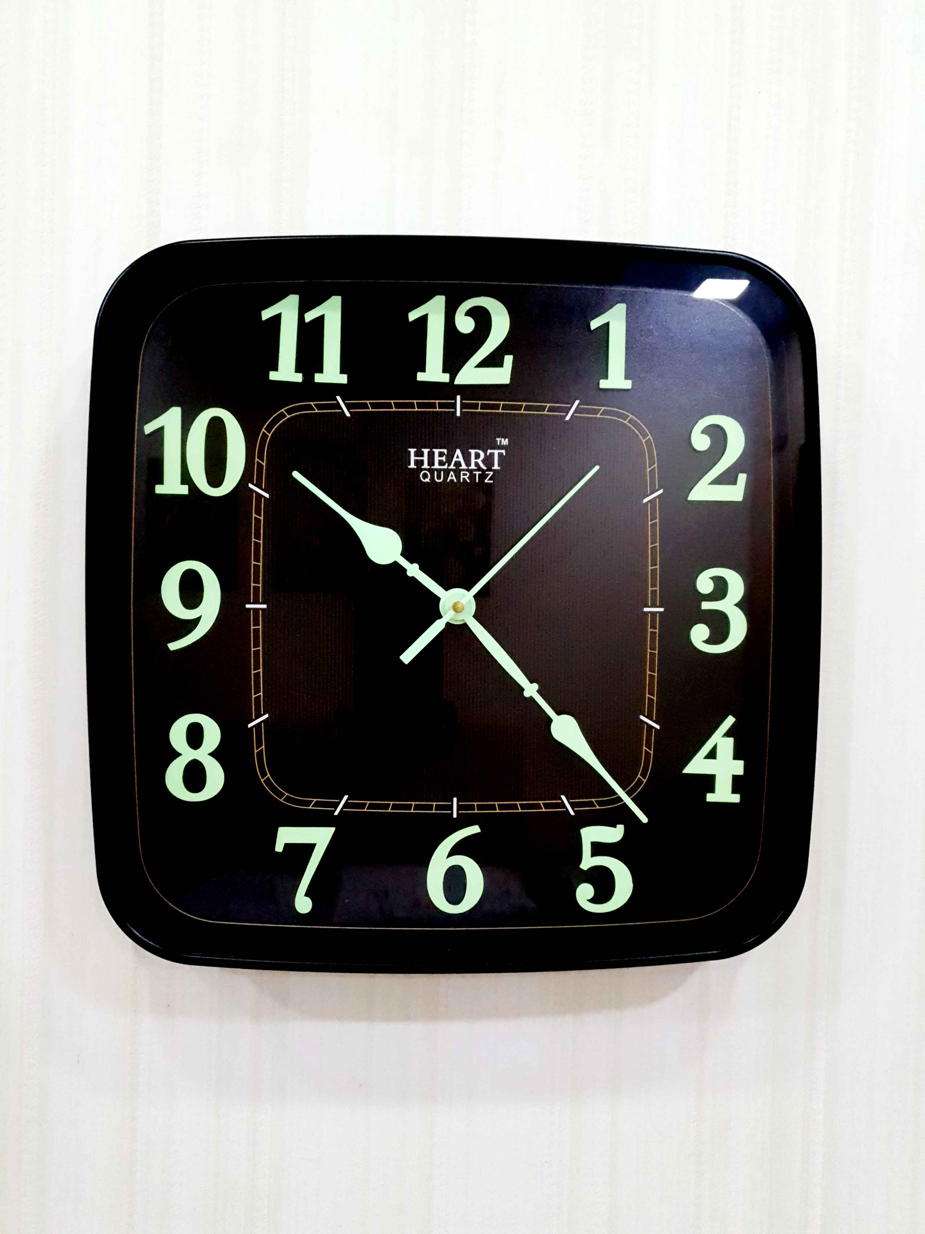 FunkyTradition Classic Design Black Radium Square Wall Clock, Wall Watch, Wall Decor for Home Office Decor and Gifts 31 CM Tall