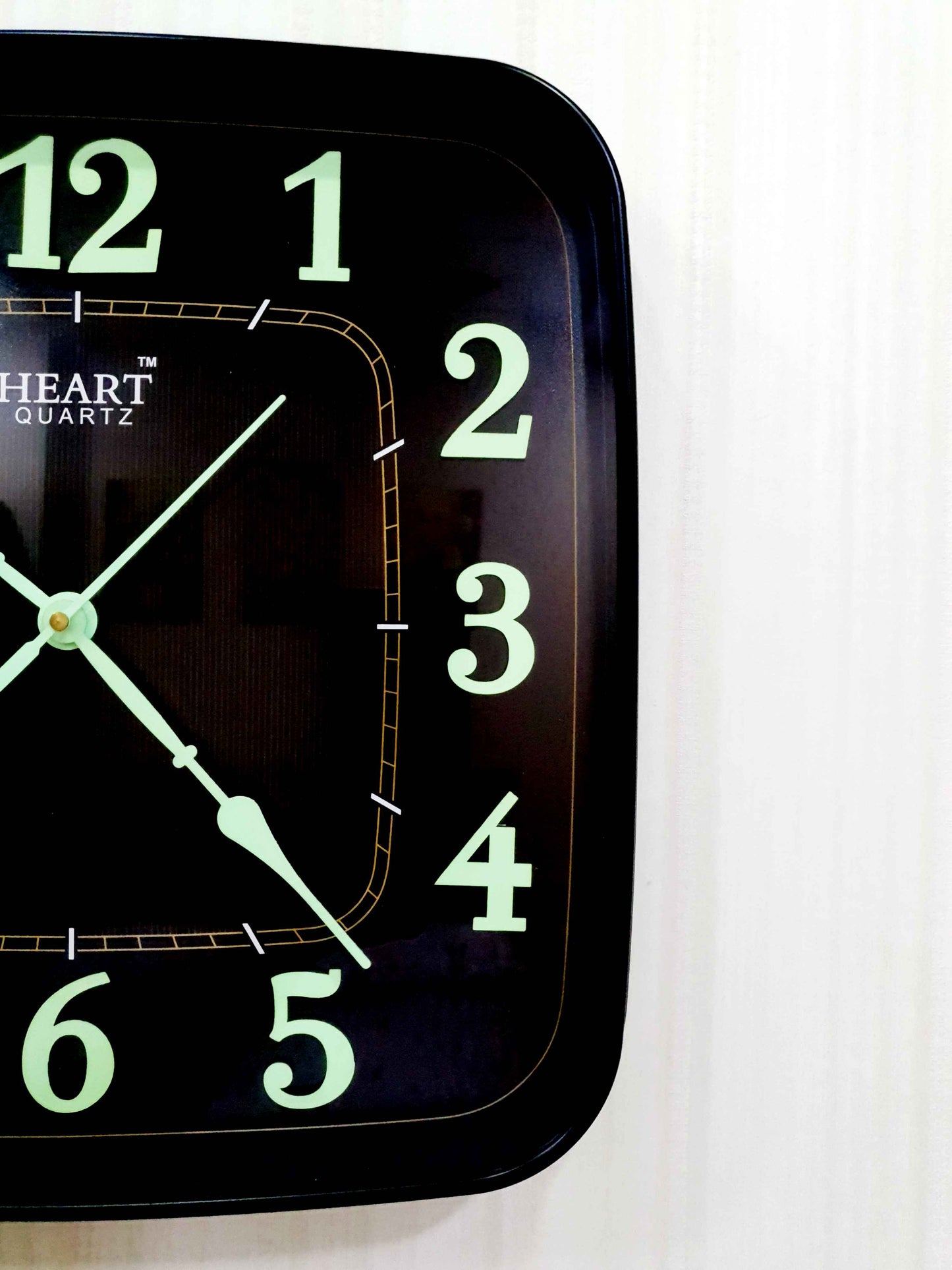 FunkyTradition Classic Design Black Radium Square Wall Clock, Wall Watch, Wall Decor for Home Office Decor and Gifts 31 CM Tall