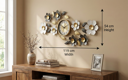 FunkyDecors 3D flower wall clock 119x54cm