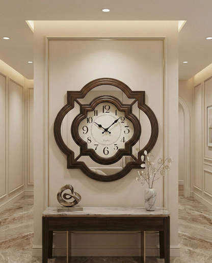 Geometric Layered Wall Clock 24 Inch Decorative Silent Quartz Wall Clock with Mirror Panels