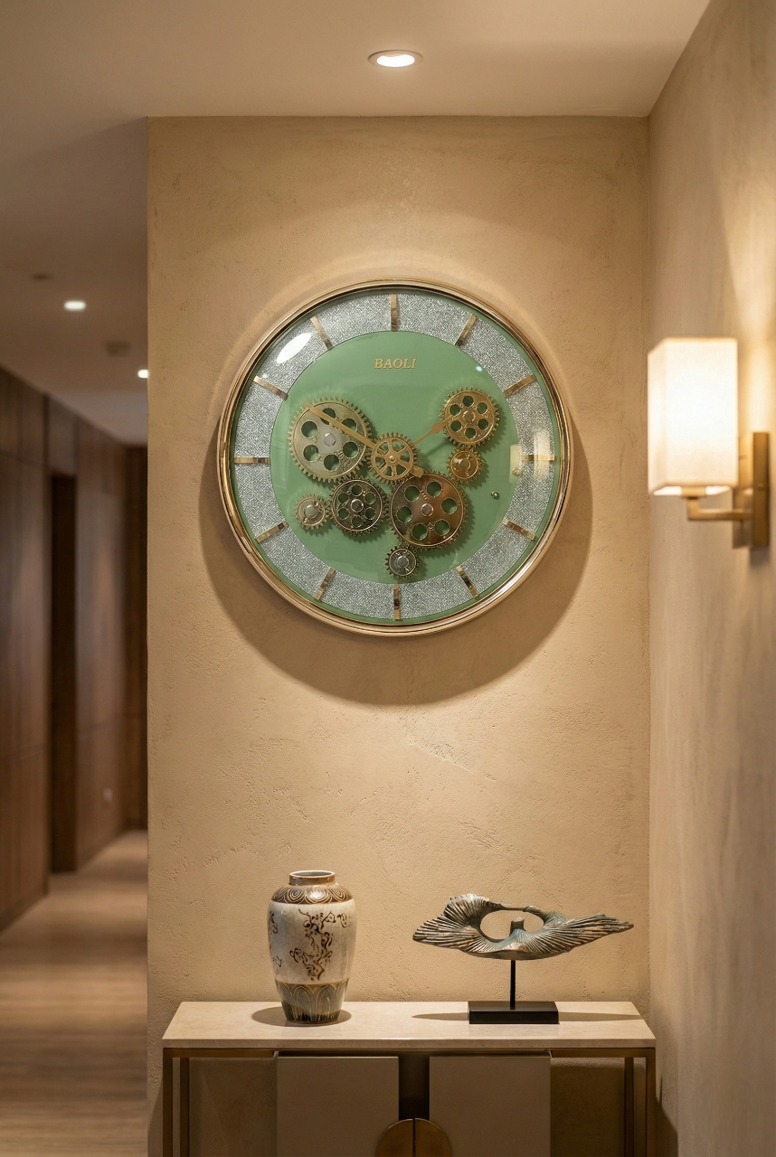 Luxury Gear Design Wall Clock with Gold Frame | Silent Quartz | Modern Designer Wall Clock