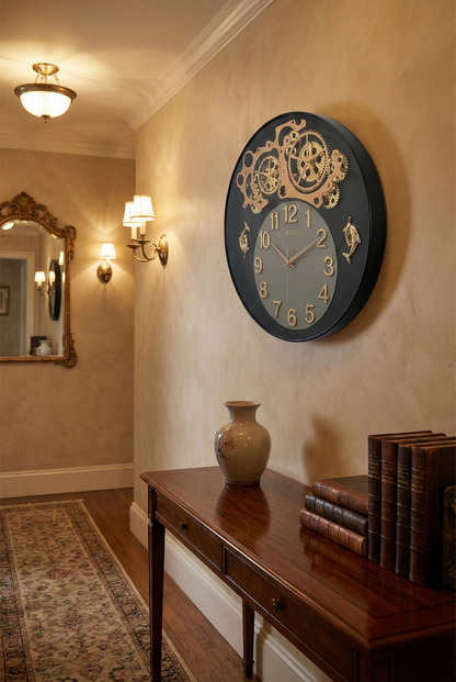 Luxury Skeleton Gear Wall Clock 16 Inch – Silent Quartz Designer Clock