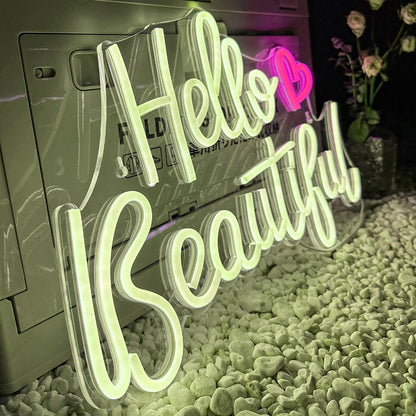 Hello Beautiful Neon Sign For Wedding Proposal Wall Decor- FunkyDecors