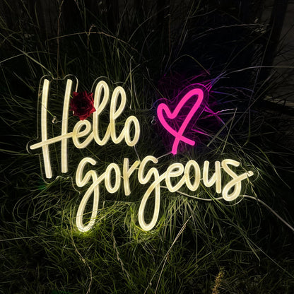 Hello Gorgeous Neon Sign For Restaurant Bar Wedding Proposal Wall Decor- FunkyDecors