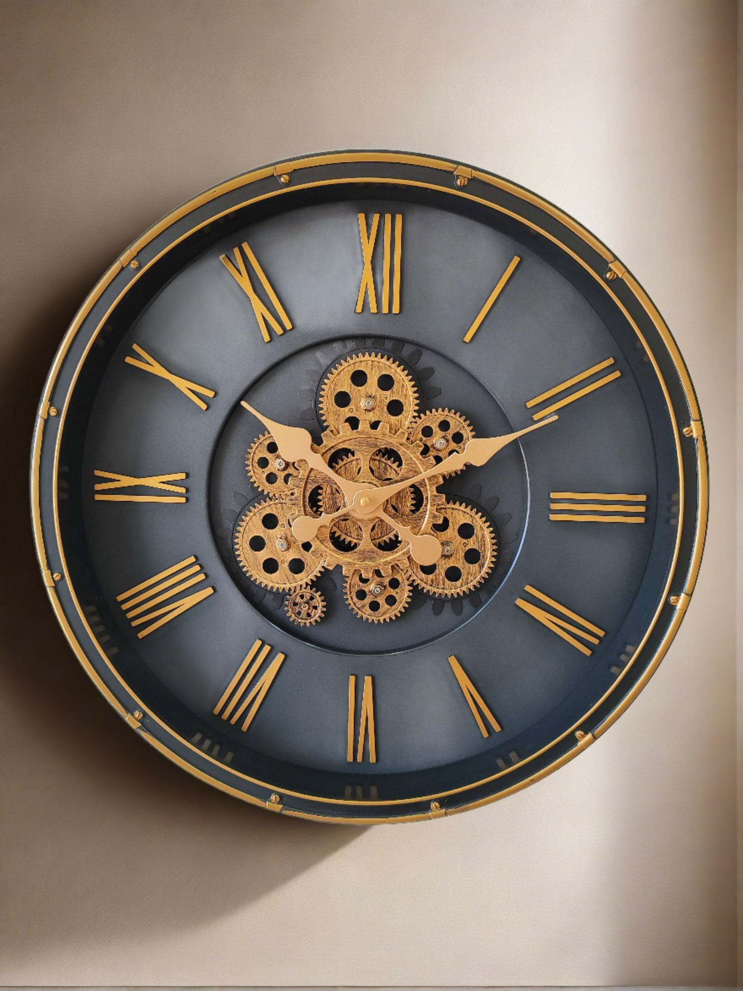 FunkyDecors Retro Style Moving Gear Wall Clock Chronograph Working Wall Watch 52 CM Tall