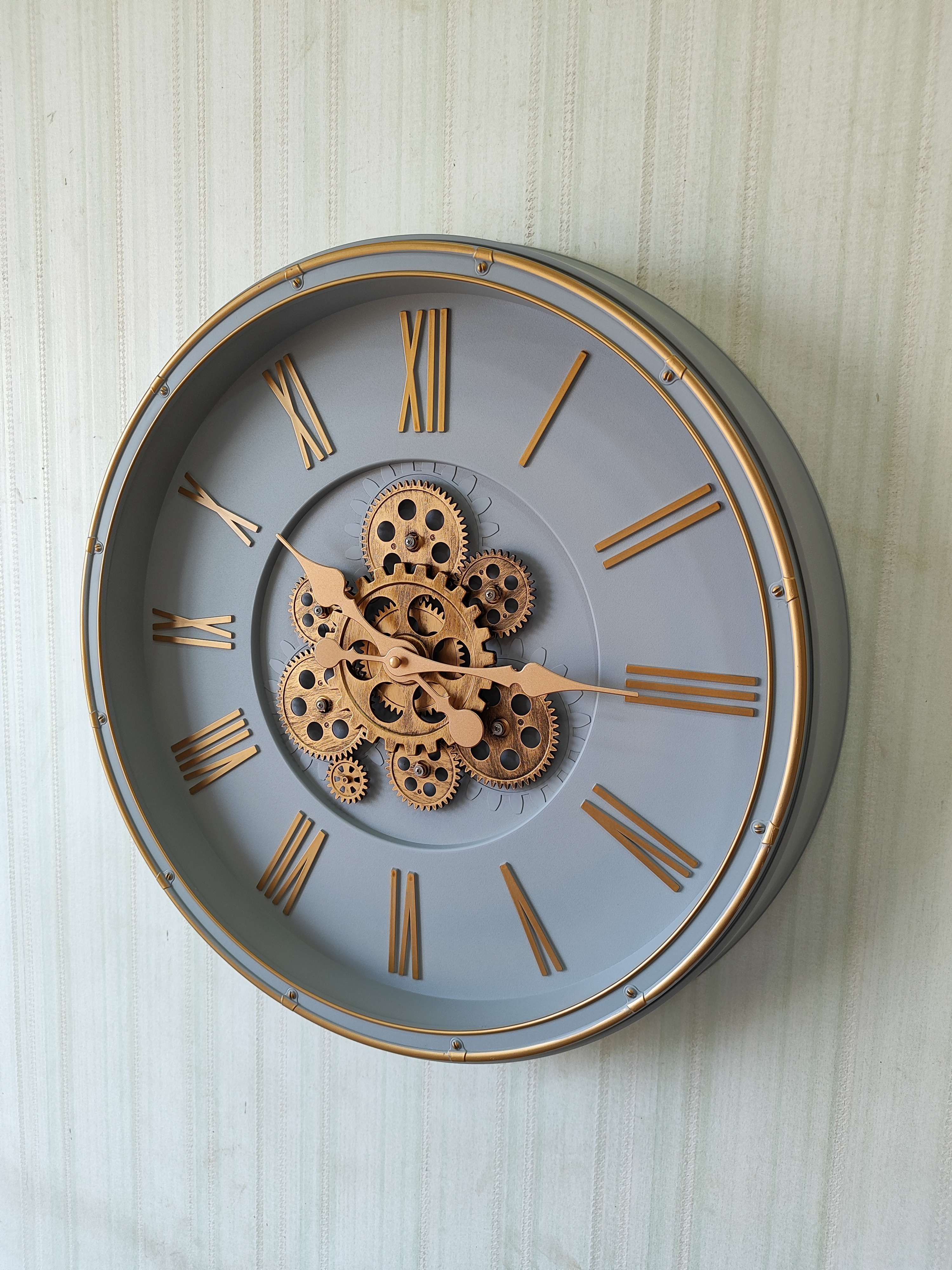 FunkyDecors Retro Style Moving Gear Wall Clock Chronograph Working Wall Watch 52 CM Tall