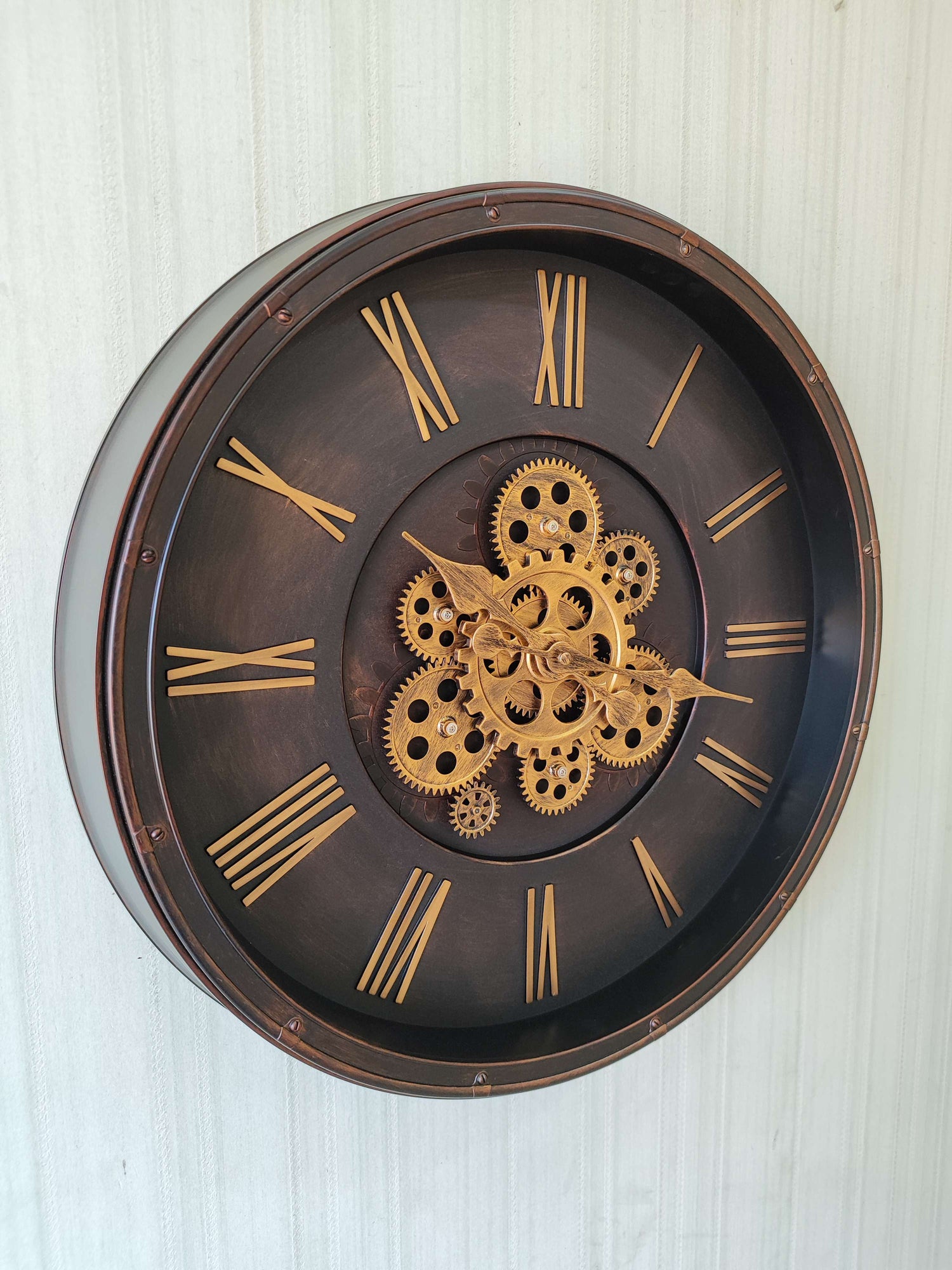 FunkyDecors Retro Style Moving Gear Wall Clock Chronograph Working Wall Watch 52 CM Tall
