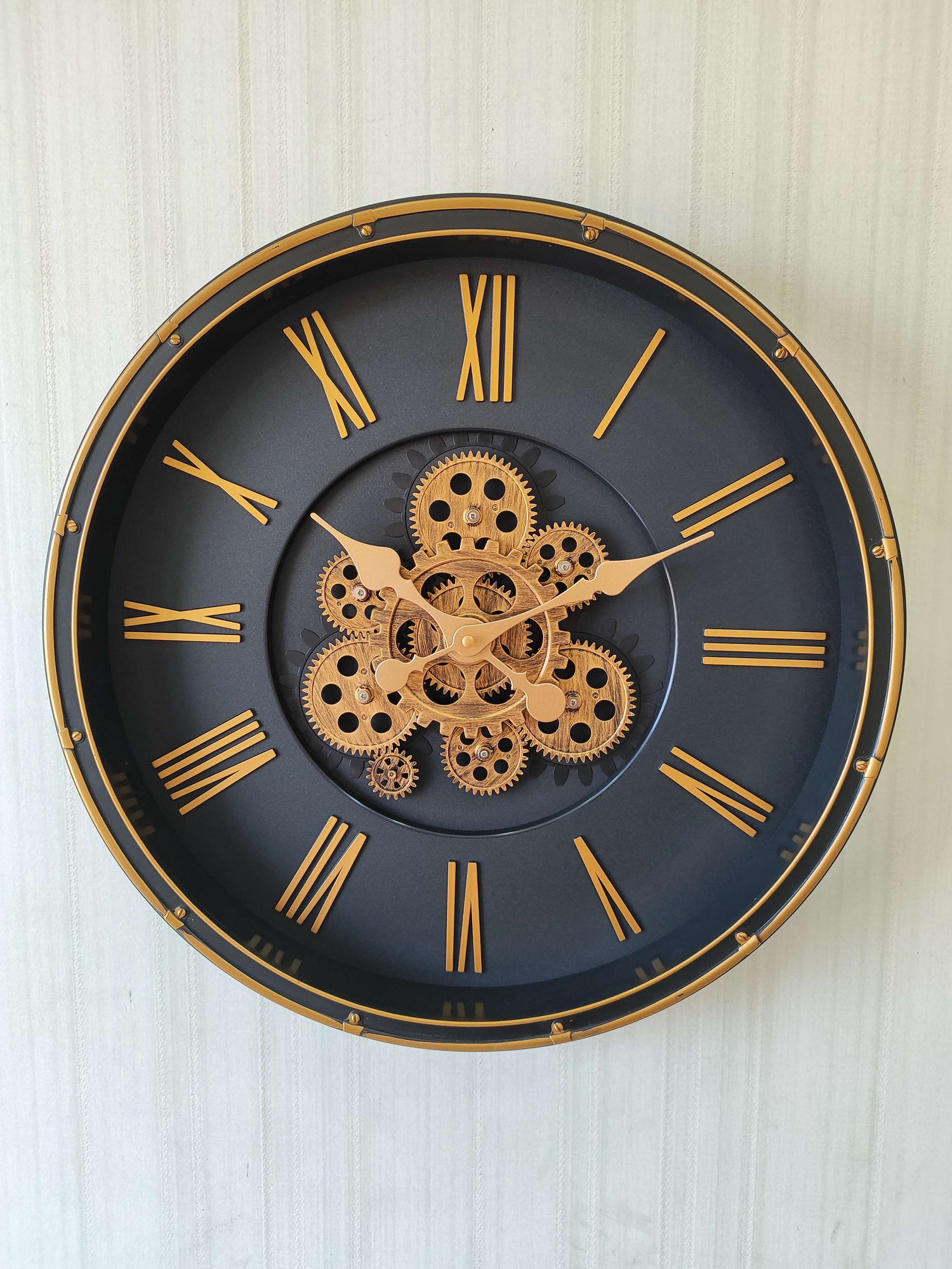 FunkyDecors Retro Style Moving Gear Wall Clock Chronograph Working Wall Watch 52 CM Tall