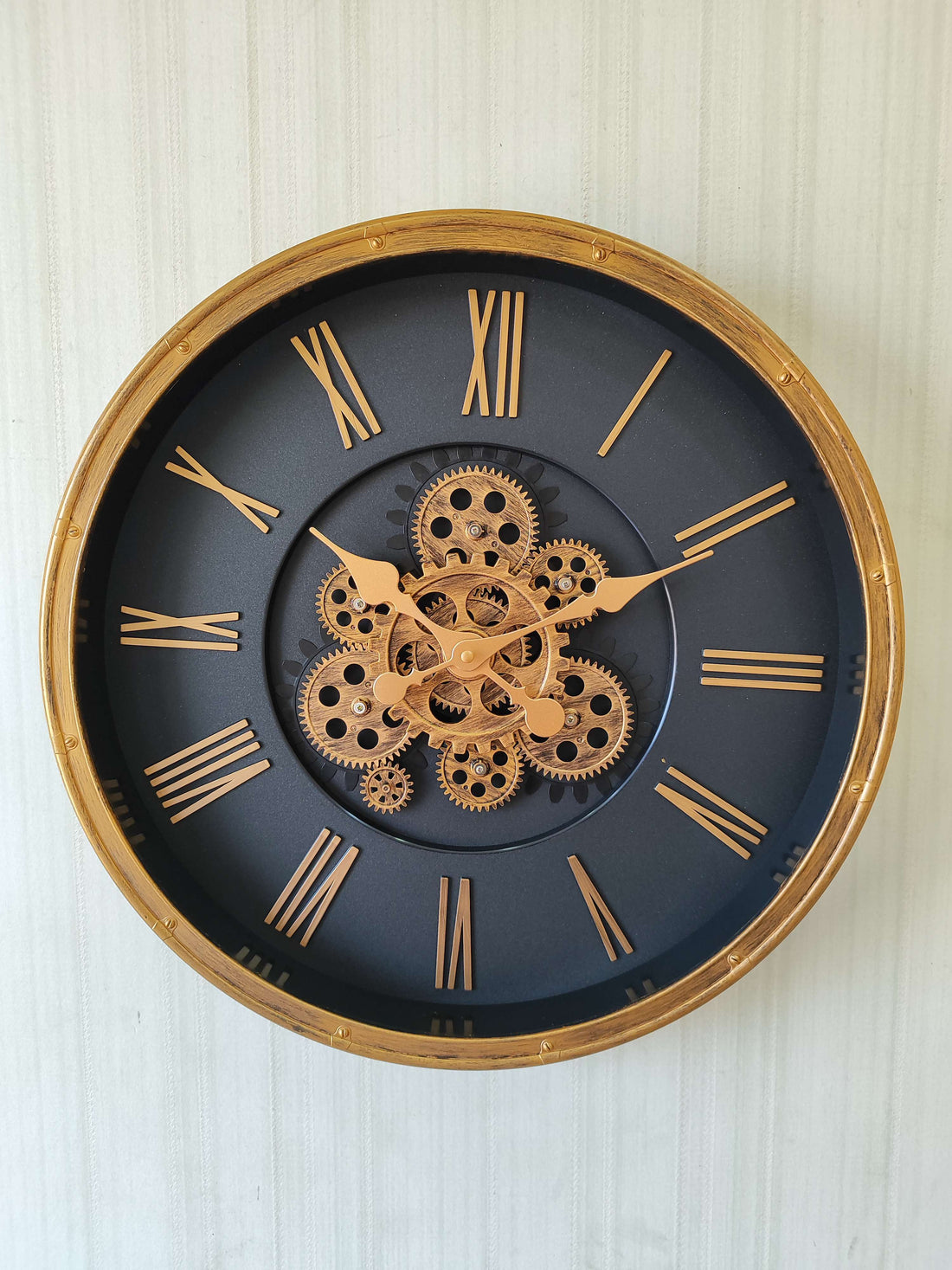 FunkyDecors Retro Style Moving Gear Wall Clock Chronograph Working Wall Watch 52 CM Tall