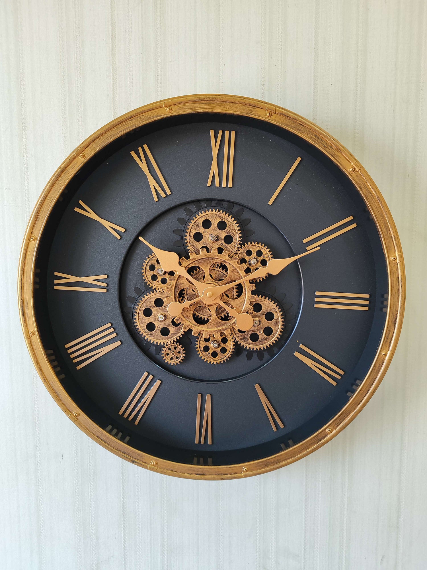 FunkyDecors Retro Style Moving Gear Wall Clock Chronograph Working Wall Watch 52 CM Tall