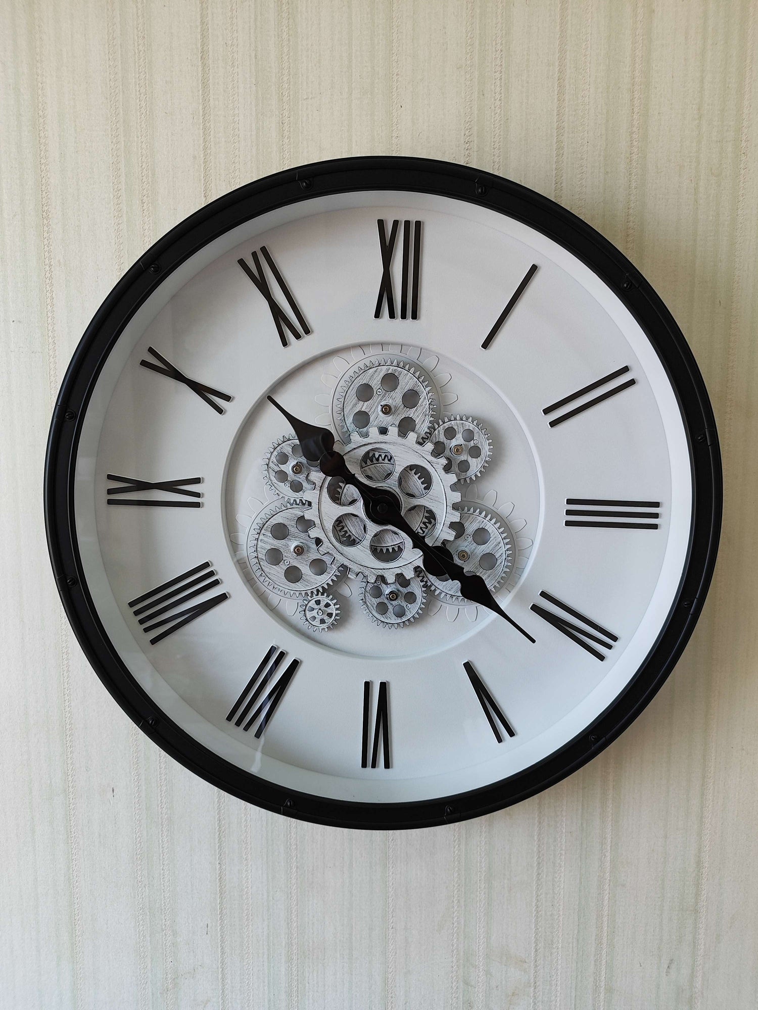 FunkyDecors Retro Style Moving Gear Wall Clock Chronograph Working Wall Watch 52 CM Tall