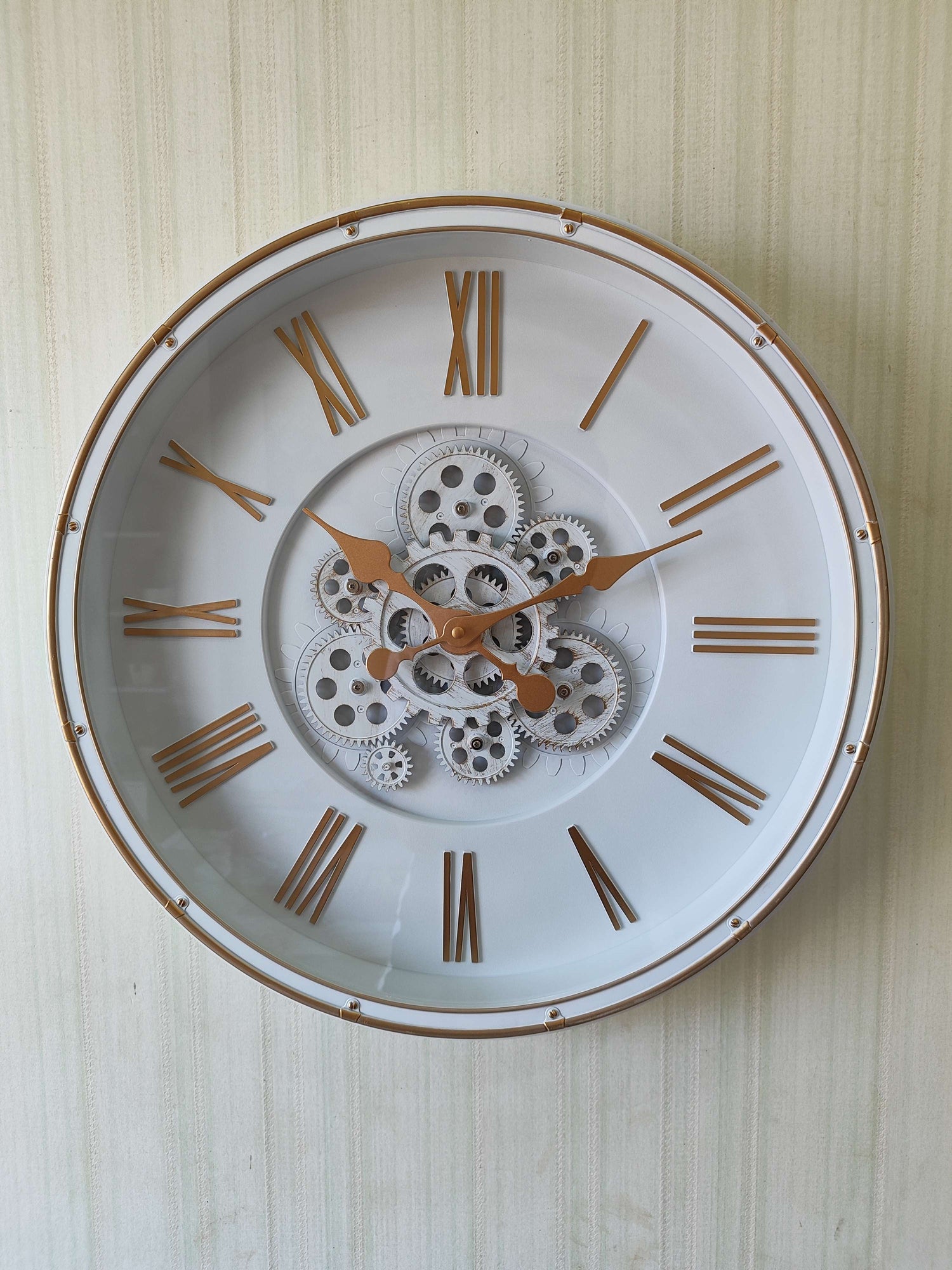 FunkyDecors Retro Style Moving Gear Wall Clock Chronograph Working Wall Watch 52 CM Tall