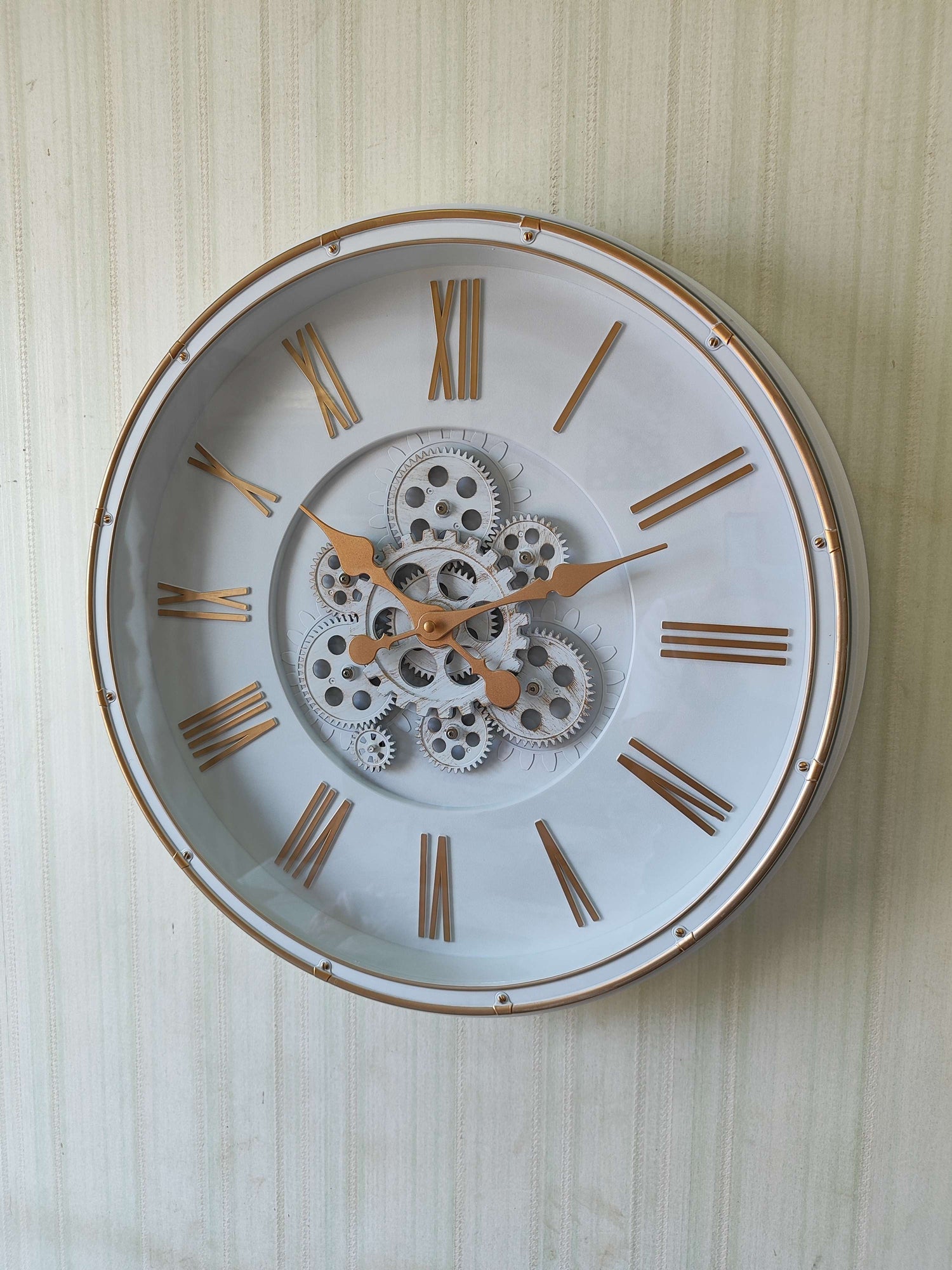 FunkyDecors Retro Style Moving Gear Wall Clock Chronograph Working Wall Watch 52 CM Tall