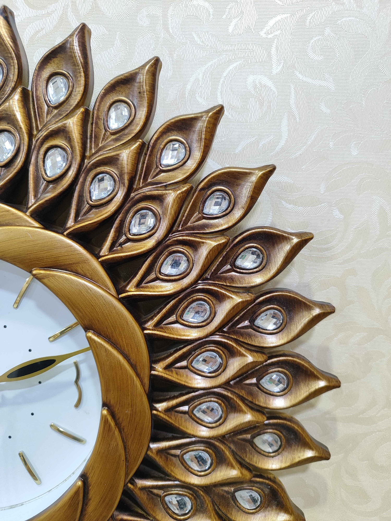 Peacock Wall Clock – Luxury Decorative 3D Designer Clock in Golden &amp; Brown