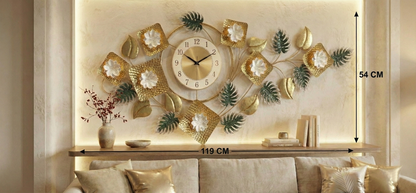 Large metal wall art clock 119cm x 54cm size view