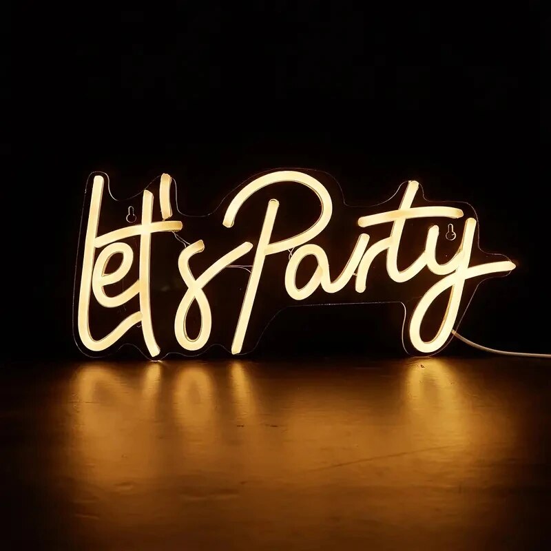 Let's Party Neon Sign For Proposal Wall Decor- FunkyDecors