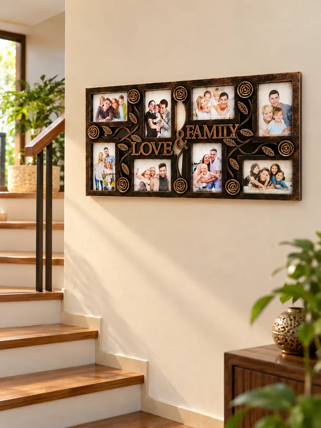 Antique Bronze Love &amp; Family Photo Frame – Multi-Photo Wall Frame | 70 × 34 cm