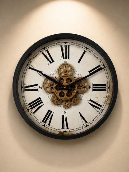 Luxury Vintage Wall Clock Mounted on Elegant Interior Wall