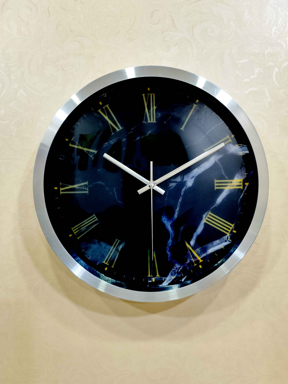 Modern Roman Numeral Wall Clock – Marble Finish (Black &amp; White Variants)