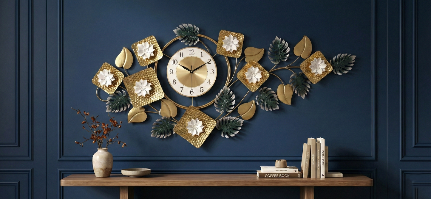 Modern handcrafted iron wall clock close up details FunkyDecors