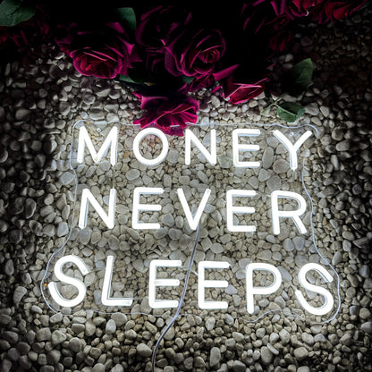 Money Never Sleep Neon Sign For Restaurant Bar Wedding Proposal Wall Decor- FunkyDecors