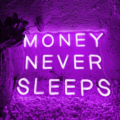 Money Never Sleep Neon Sign For Restaurant Bar Wedding Proposal Wall Decor- FunkyDecors