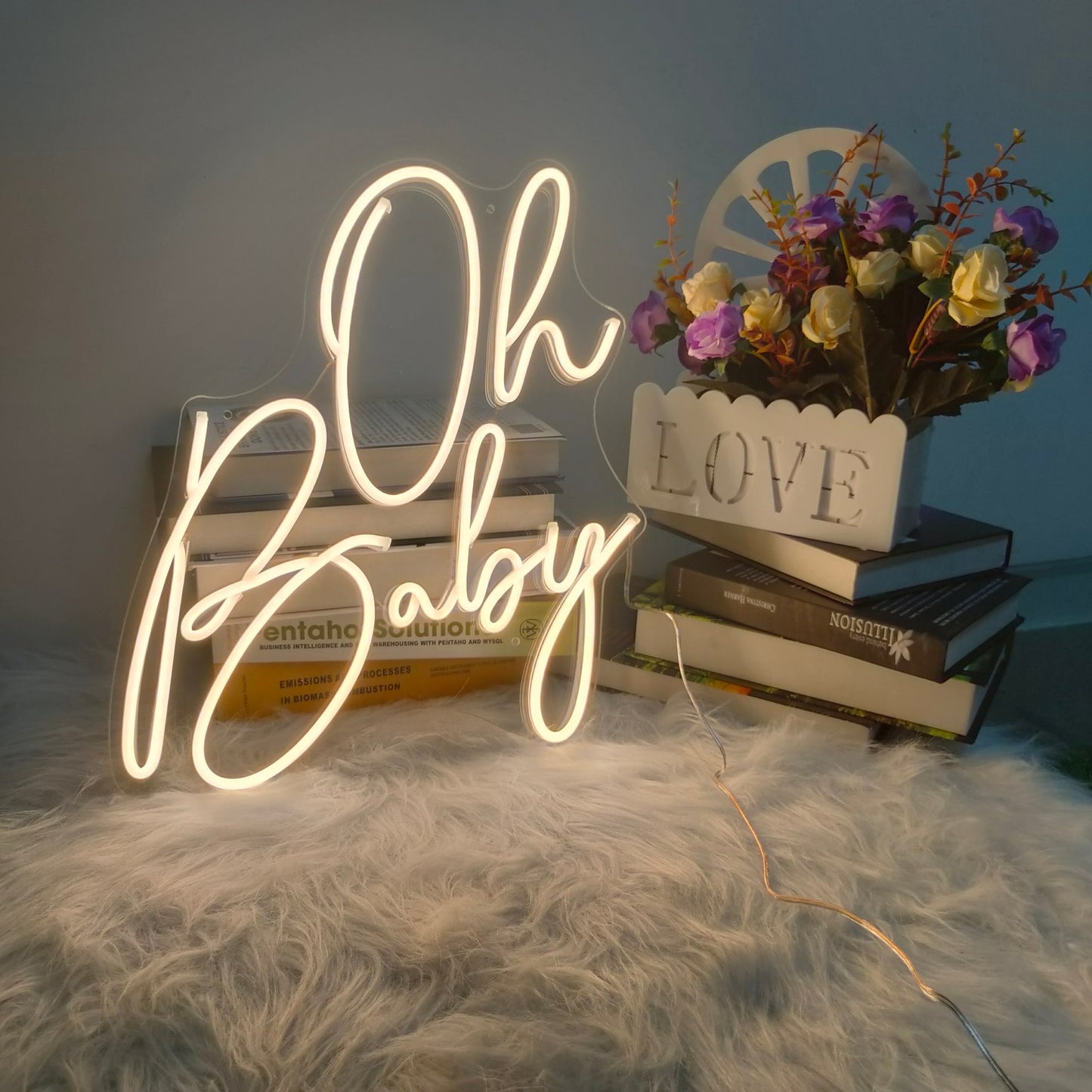 Oh Baby Neon Sign | Baby Shower Neon Sign | Custom Neon Sign | Neon Sign Wall Decor | Neon Name Sign | Neon Led Light | FunkyDecors