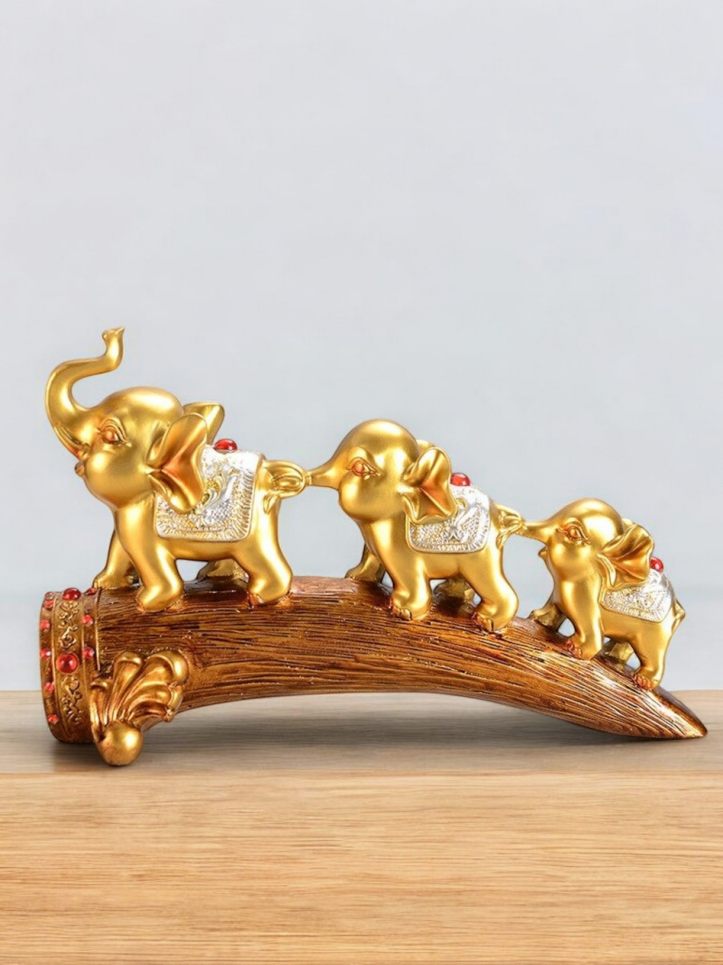 Three Elephant Sculpture Figurines Statue for TV Cabinet Bookshelf Bedroom Decorative Showpiece Animal Figurine- FunkyDecors