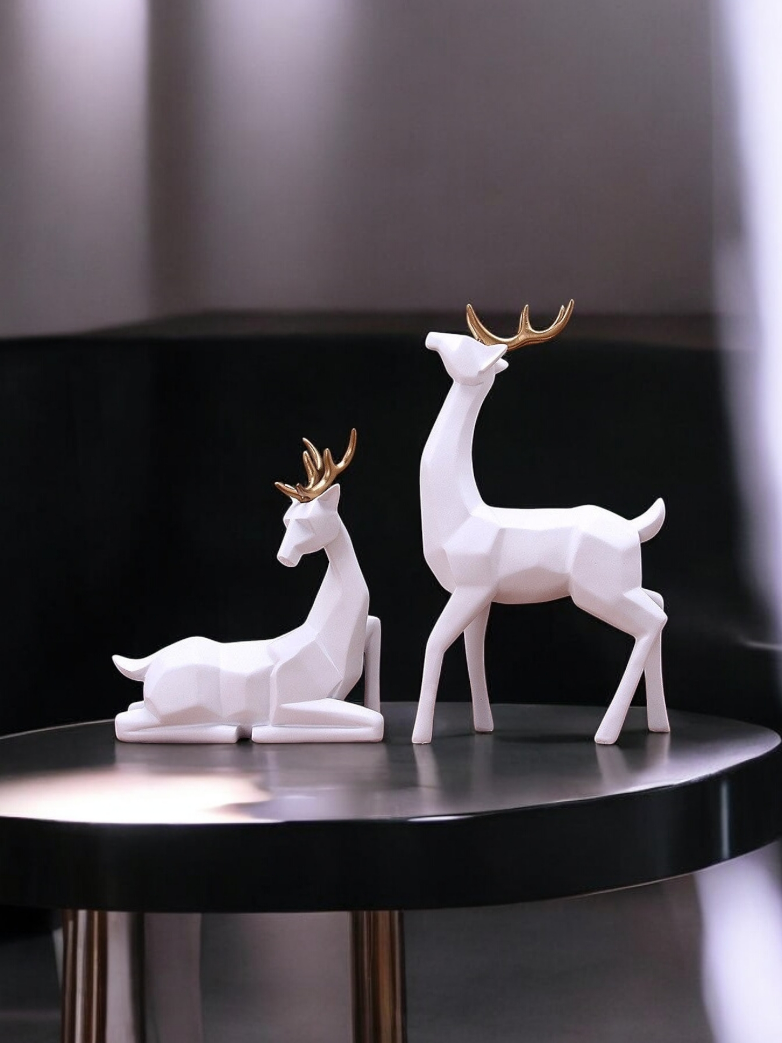 Deer Sculpture in White Decorative Showpiece Animal Figurine- FunkyDecors