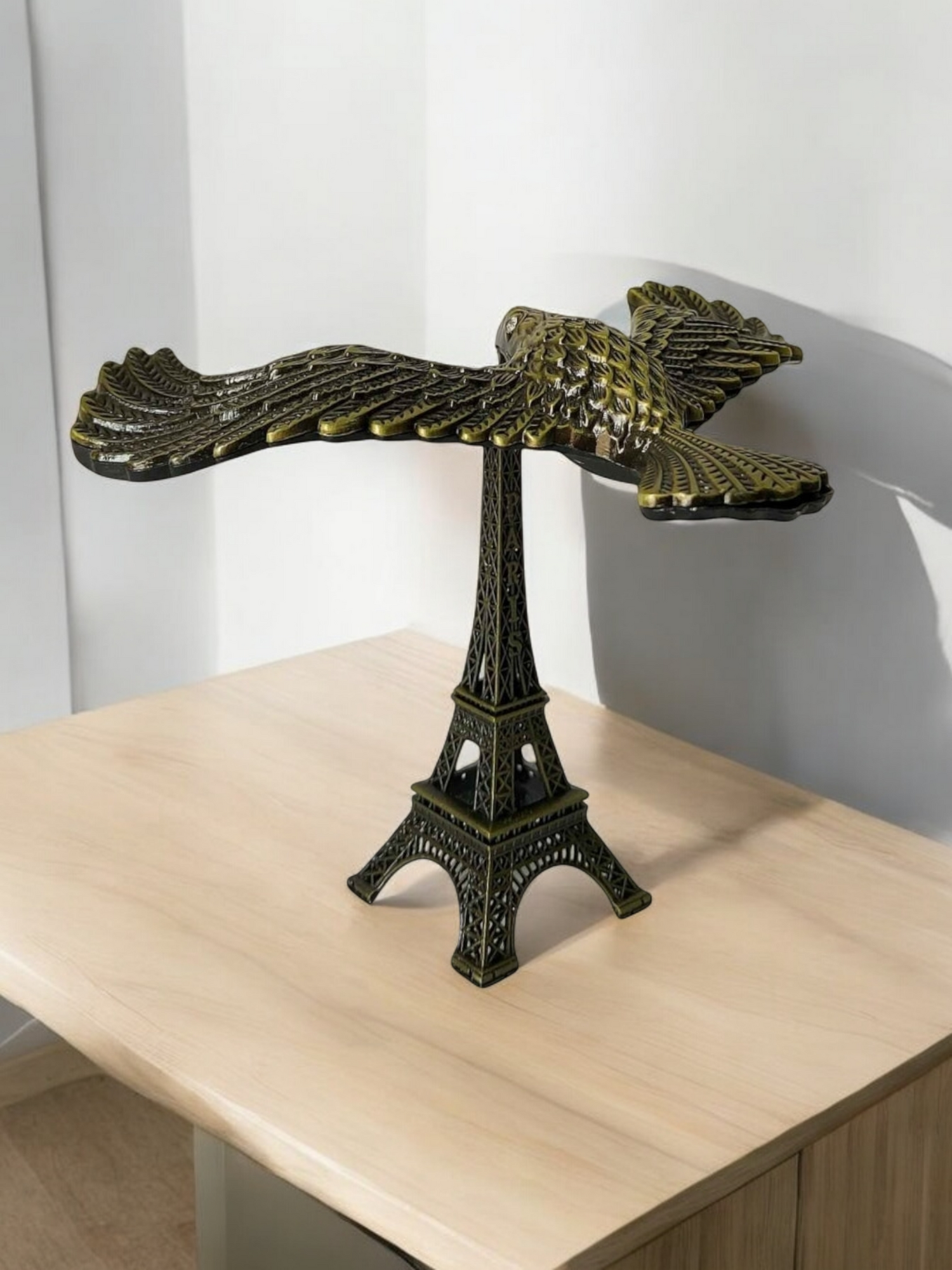FunkyDecors Eiffel Tower Statue with Balance Eagle Metal Showpiece | Birthday Anniversary Gift and Home Office Decor