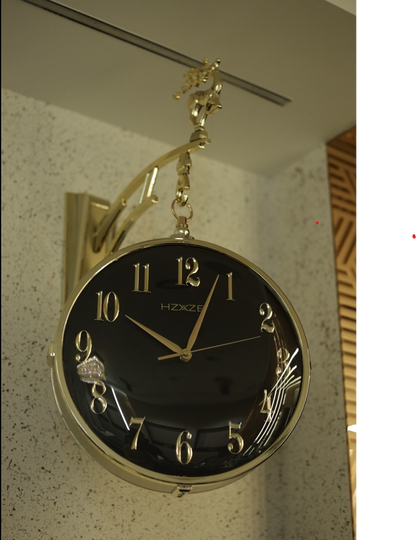 Luxury Double-Sided Hanging Wall Clock – Premium Deer Design | Modern Home & Living Decor