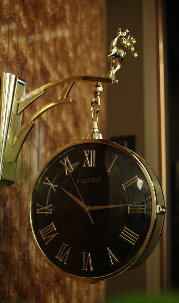 Luxury Double-Sided Hanging Wall Clock – Premium Deer Design | Modern Home &amp; Living Decor