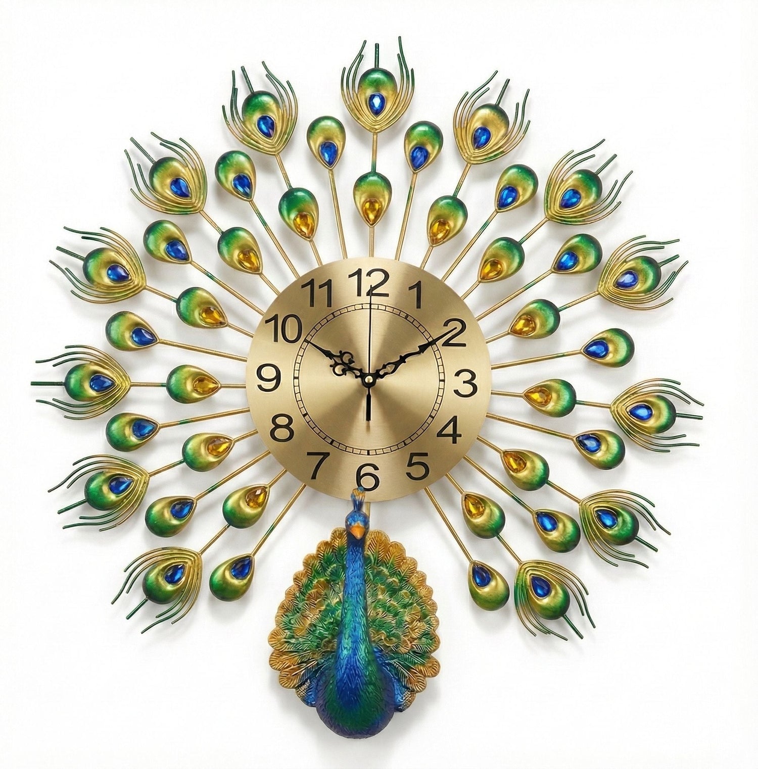 Premium Peacock Design Decorative Wall Clock for Home Decor - Big Size (55cm x 55cm)
