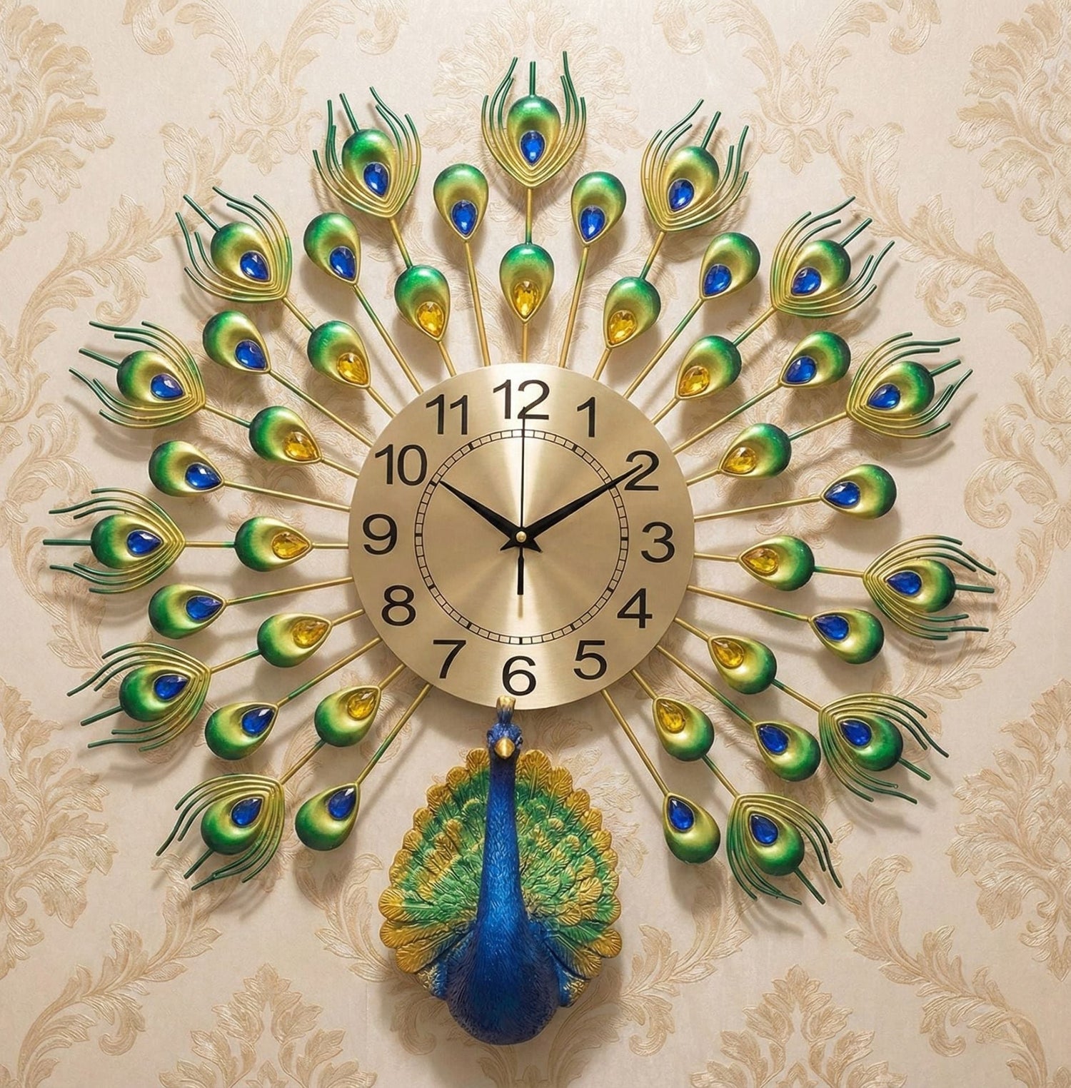 Premium Peacock Design Decorative Wall Clock for Home Decor - Big Size (55cm x 55cm)