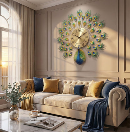 Premium Peacock Design Decorative Wall Clock for Home Decor - Big Size (55cm x 55cm)