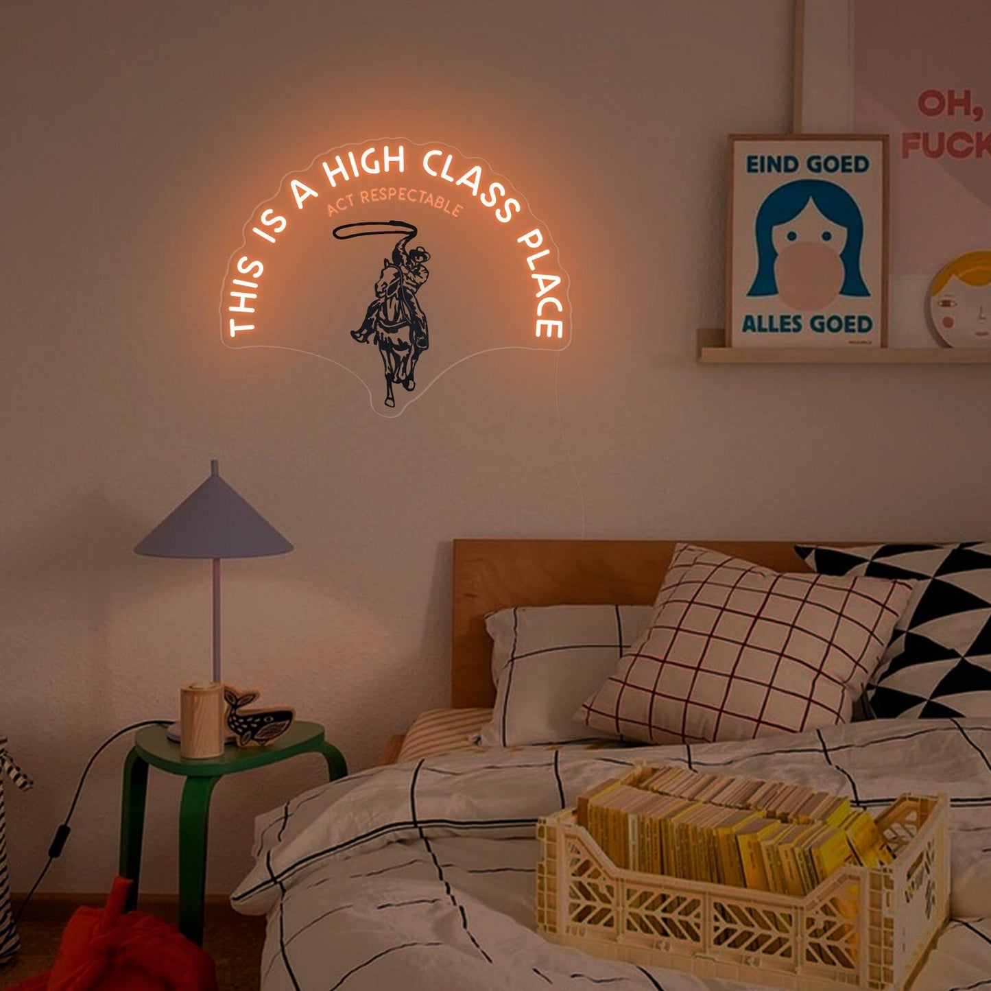 This Is A High Class Place Neon Sign|Cowboy/Cowgirl Room Decor |CowBoyParty Decor |Trendy Aesthetic Decor |Ranch wall Decor| Cowboy Painting| FunkyDecors