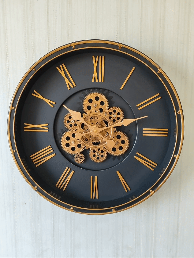 FunkyDecors Retro Style Moving Gear Wall Clock Chronograph Working Wall Watch 52 CM Tall