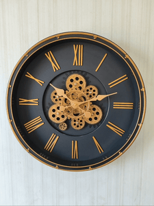 FunkyTradition Retro Style Moving Gear Wall Clock Chronograph Working Wall Watch 52 CM Tall