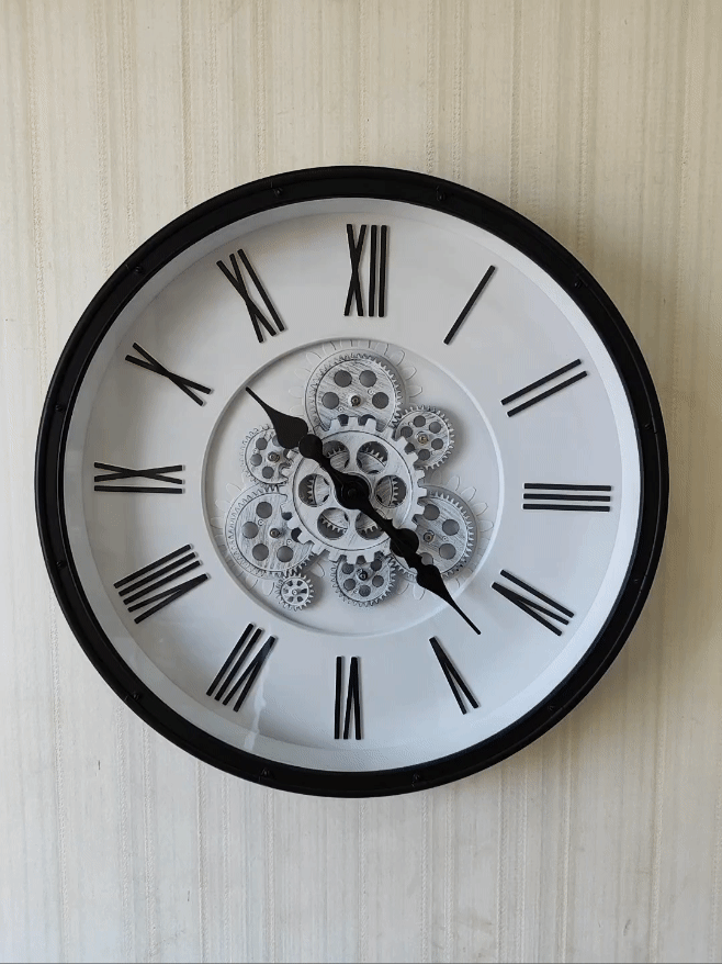 FunkyDecors Retro Style Moving Gear Wall Clock Chronograph Working Wall Watch 52 CM Tall