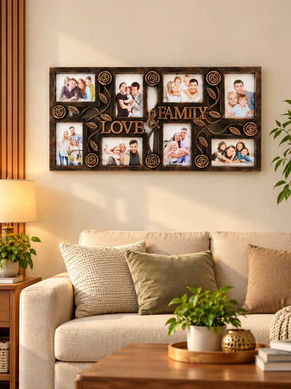 Antique Bronze Love &amp; Family Photo Frame – Multi-Photo Wall Frame | 70 × 34 cm