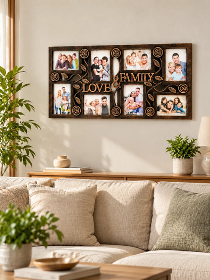 Antique Bronze Love &amp; Family Photo Frame – Multi-Photo Wall Frame | 70 × 34 cm