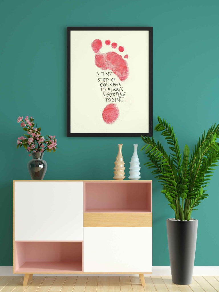 A Tiny Step - Inspirational Quotes Art Frame For Wall Decor- Funkydecors Xs / Black Posters Prints &amp;