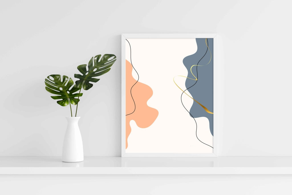 Abstract Curves Geometric Art Frame For Wall Decor- Funkydecors Xs / White Posters Prints &amp; Visual
