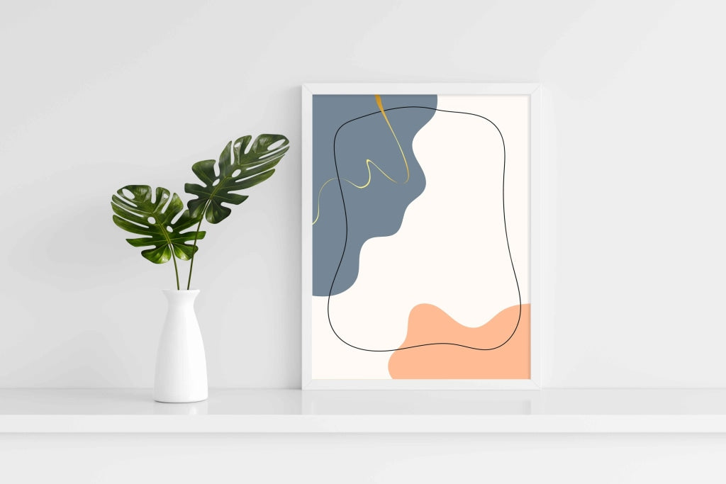 Abstract Curves Geometric Art Frame For Wall Decor- Funkydecors Xs / White Posters Prints &amp; Visual