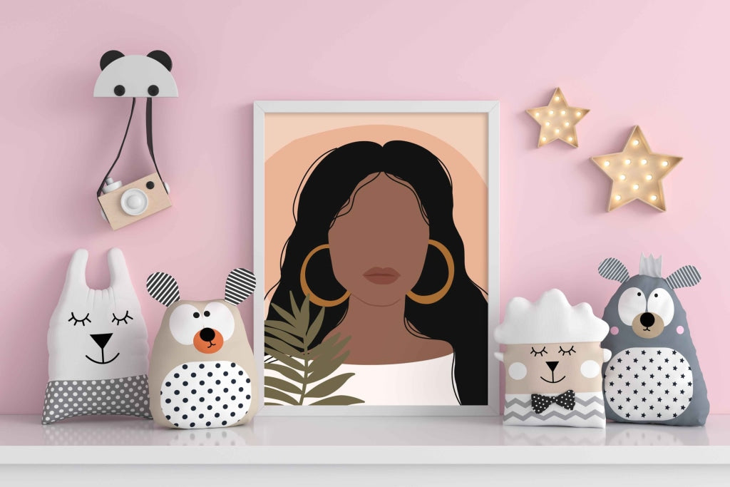 Abstract Vintage Girl Portrait Art Frame For Wall Decor- Funkydecors Xs / White Posters Prints &