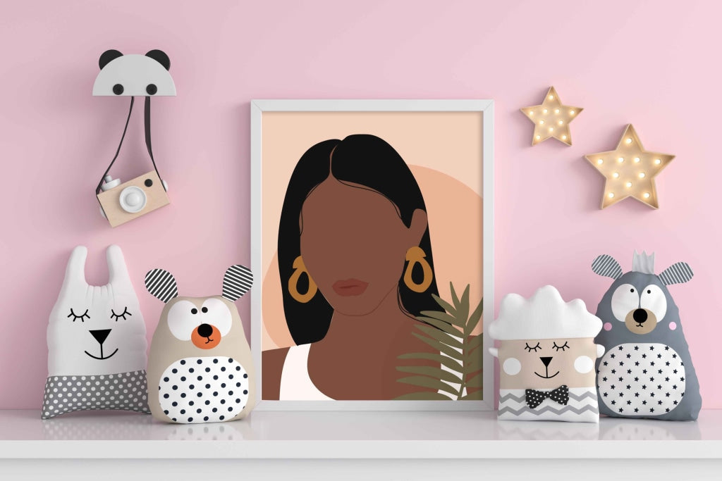 Abstract Vintage Girl Portrait Art Frame For Wall Decor- Funkydecors Xs / White Posters Prints &