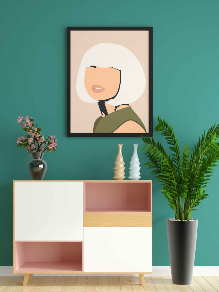 Abstract White Hair Women Portrait Art Frame For Wall Decor- Funkydecors Xs / Black Posters Prints &