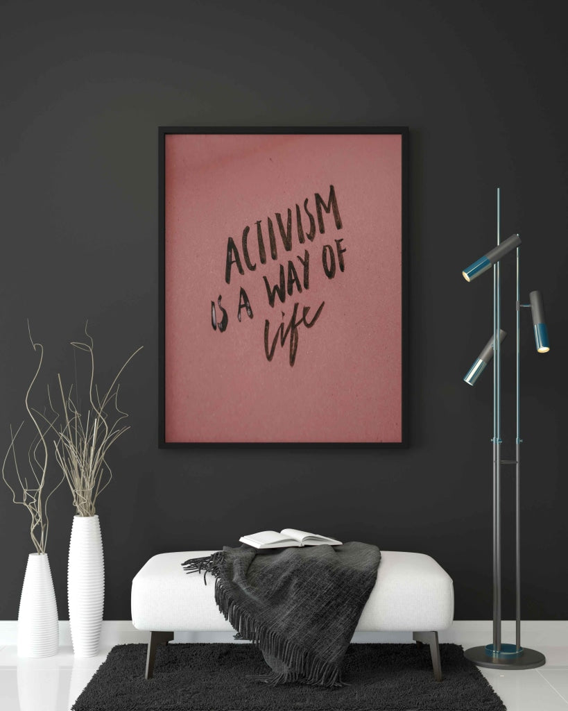 Activism Is A Way Of Life - Quotes Art Frame For Wall Decor- Funkydecors Xs / Black Posters Prints &amp;